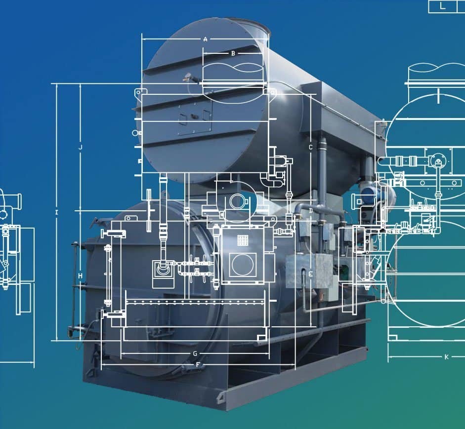 Equipment drawing blueprint overlaying a live equipment photo